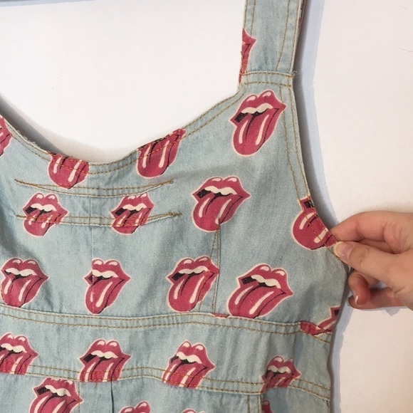 Handmade Rolling Stones chambray print romper - Picture 2 of 12